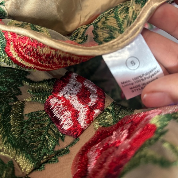 Fashion Nova Floral Embroidered Blazer - Red and Green - Picture 3 of 4